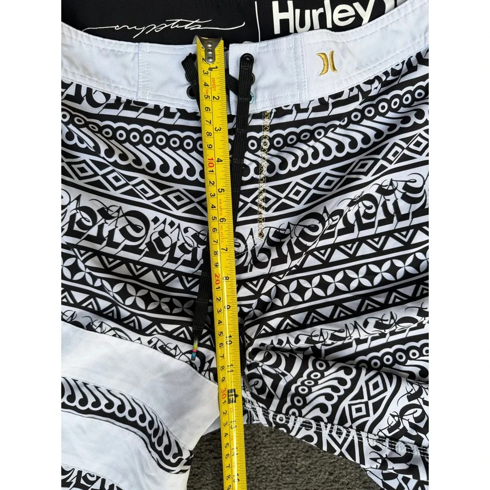Hurley Phantom Cryptik Board Shorts Mens 33 Black White Tribal Geometric Swim